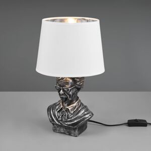 Reality Leuchten Stolní lampa Albert ve tvaru bysty, stříbrná/bílá