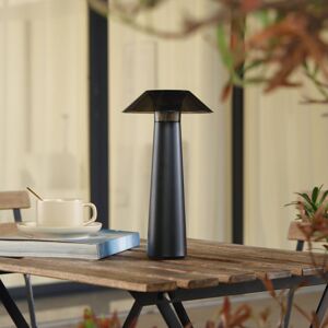 Lindby Lindby LED dobíjecí venkovní stolní lampa Gomba, černá, stmívatelná