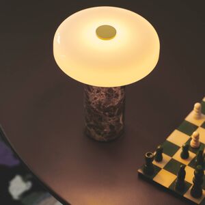DESIGN BY US Nabíjecí stolní lampa Trip LED, hnědá / bílá, mramor, sklo, IP44