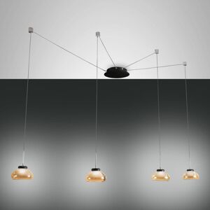 Fabas Luce LED závěsné světlo Arabella, 4 zdroje černá/jantar