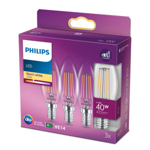 Philips Philips LED svíčka E14 B35 4,3W čirá set 3ks