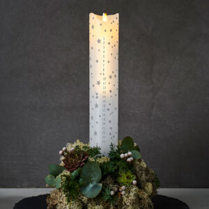 Sirius LED svíčka Sara Calendar, bílá/romantická, 29 cm