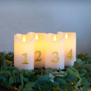 Sirius LED svíčka Sara Advent 4ks výška 12,5cm bílá/zlatá