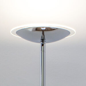Lindby LED stojací lampa osvětlující strop Malea, chrom