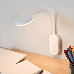 Lindby LED nástěnné světlo Milow, rameno, USB port