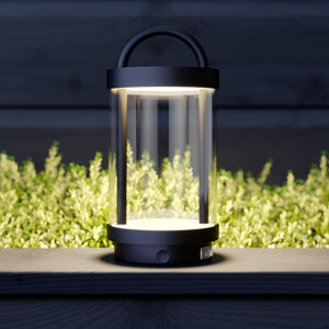 Lucande Lucande LED dobíjecí venkovní světlo Caius, hliník, USB, dotykový stmívač