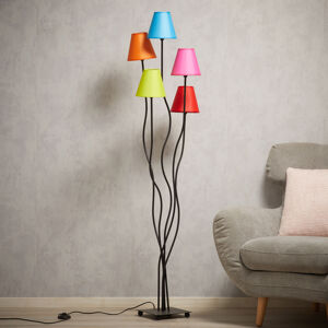 Näve Textilní stojací lampa Colori 5zdrojová rozmanitá