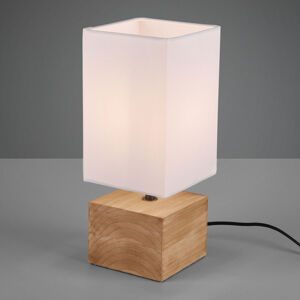 Reality Leuchten Stolní lampa Woody s dřevěnou nohou, 12 cm x 12 cm