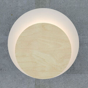 Euluna Nástěnné světlo Circle bílé, světlá dřevěná deska
